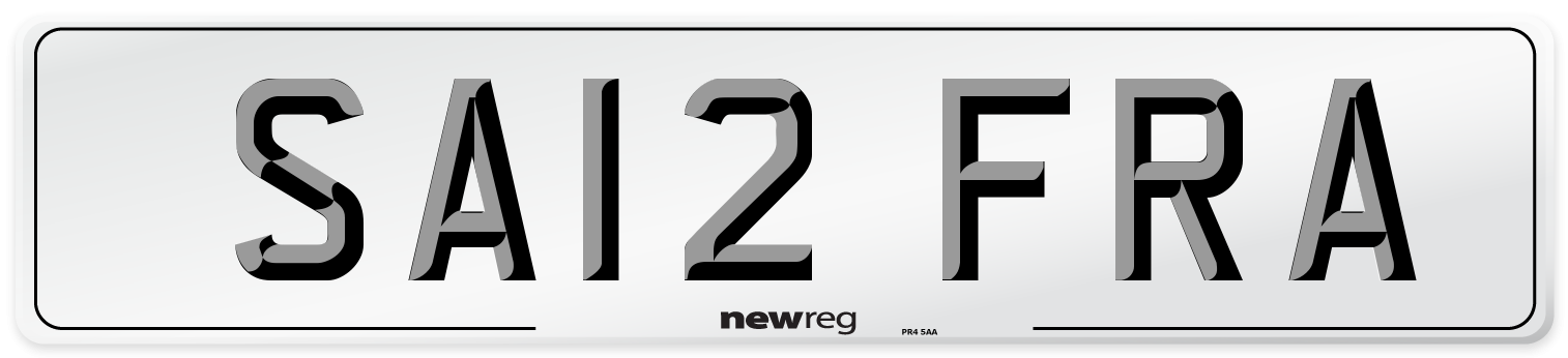 SA12 FRA Number Plate from New Reg